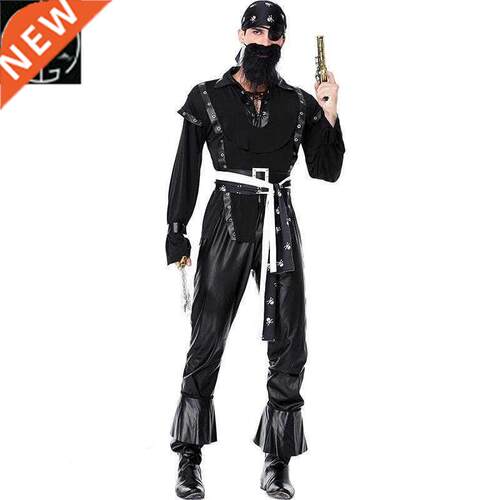 Halloween costume adult male bearded one-eyed pirate suit na