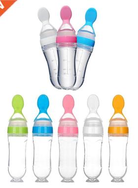 Squeezing Feeding Bottle Silicone Newborn Baby Training Rice