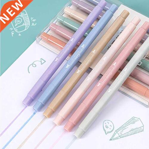 6 Colors Portable Highlighters Markers Pen Dual-ended Premiu