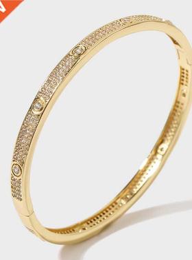 Simple Fashion Ladies Gold Color Metal Copper Bangles For Wo