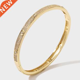 Simple Fashion Ladies Gold Color Metal Copper Bangles For Wo