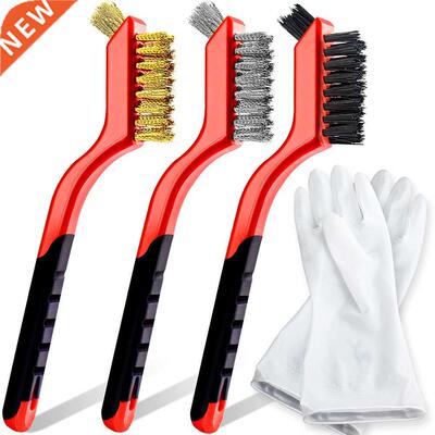 3pcs Wire Brush Set Nylon/Brass/Stainless Steel Bristles