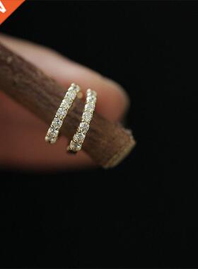 925 Sterling Silver French Simple Pavé Crystal Earrings Wom