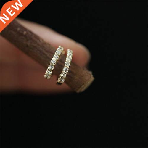925 Sterling Silver French Simple Pavé Crystal Earrings Wom