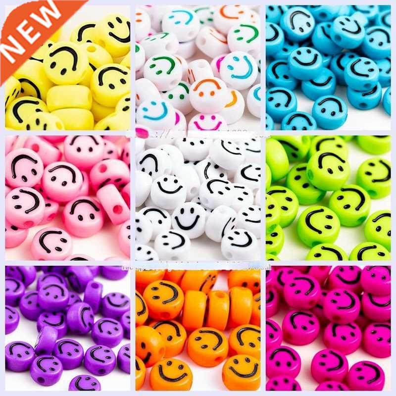 100Pcs Multcolor Acrylc Smley Face Beads For  Bracelet