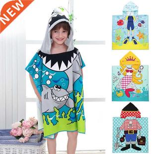 Children Hooded Cloak Beach Towel Kids Swimwear Bath Towel R