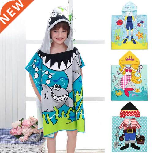 Children Hooded Cloak Beach Towel Kids Swimwear Bath Towel R