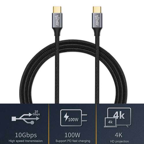 USB Type C 3.1 Gen2 100W PD Fast Charger Cable 4K HD 5A 20V