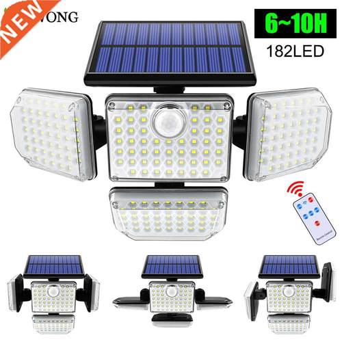 Solar Lights Outdoor 182/112 LED Wall Lamp with Heads Securi