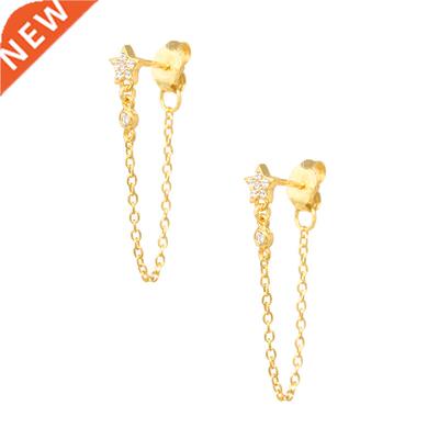 Ade 925 Sterlng Slver Stud Earrngs for Women Tassel Rear