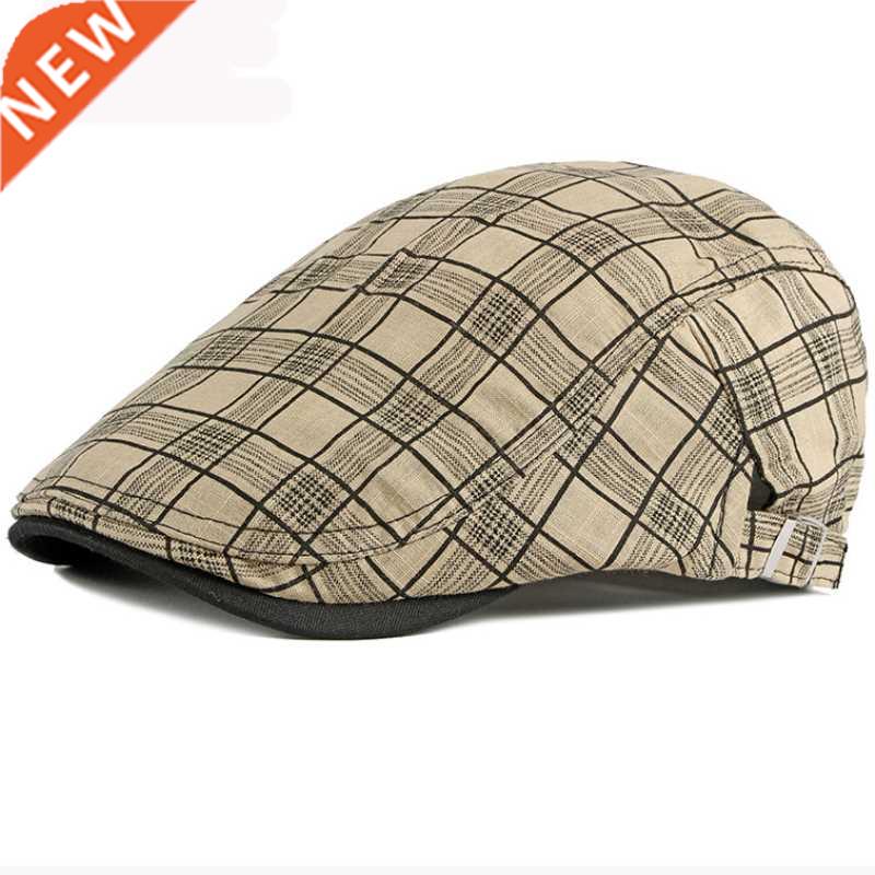 HT3013 Beret Men Women Spring Summer Hat Vintage Plaid Ivy N