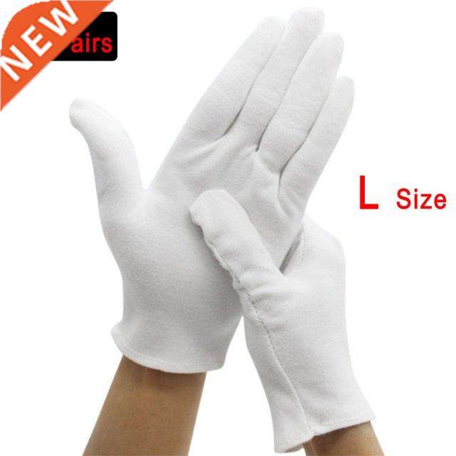 6 Pairs White Gloves Inspection Cotton Work Gloves Jewelry L