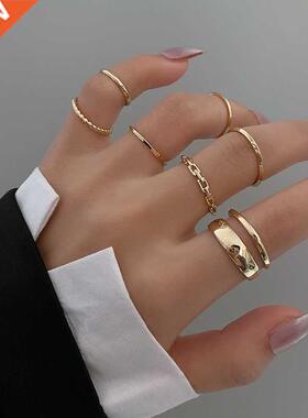 LATS 7pcs Fashion Jewelry Rings Set Hot Selling Metal Hollow