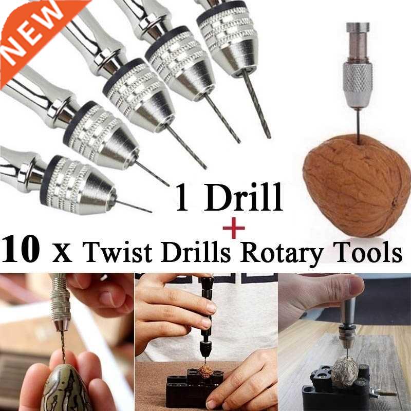 0.3-3.2mm Aluminum Hand Drill with Keyless Chuck + 10 Units