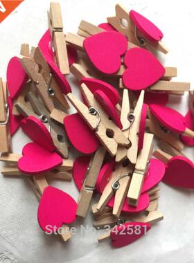 x10 White mini wooden pegs Mini wooden love heart clips Wedd