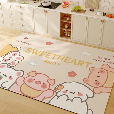 卡通厨房地垫防滑防油可擦免洗家用脚垫2025新款硅藻泥吸水垫地毯