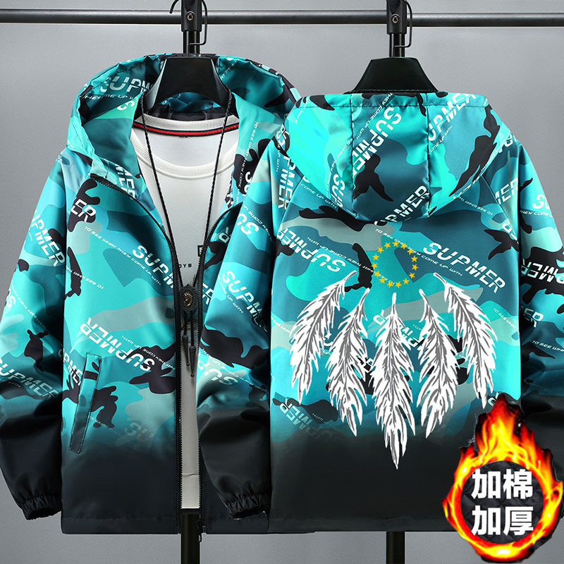 秋冬款外套男加厚保暖潮流帅气学生风衣青少年夹克大童冲锋衣棉衣
