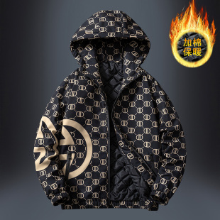 潮牌外套男秋冬加厚潮流帅气学生保暖夹克男孩外褂子冲锋衣棉衣