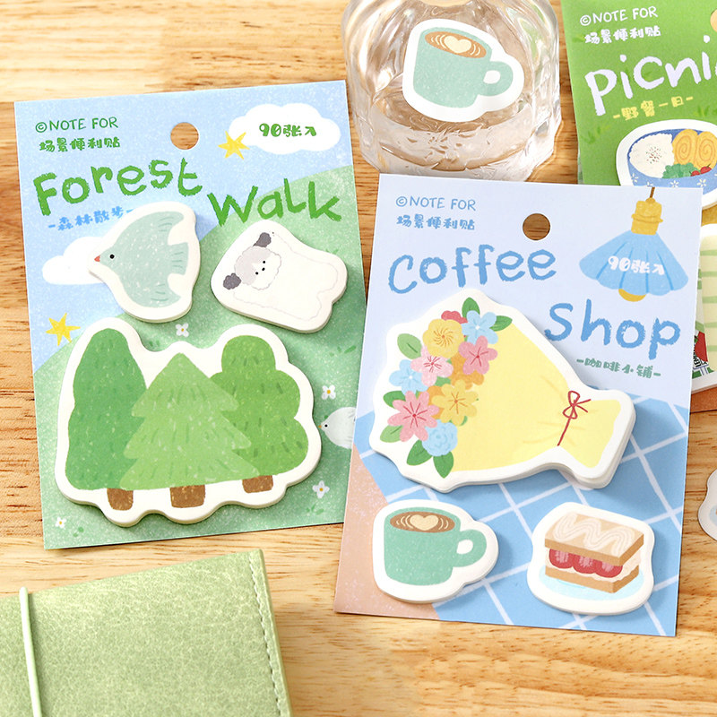 NOTEFOR暖暖小确幸系列场景便利贴 ins风趣味创意小清新卡通可爱三合一组合便签贴韩系学生留言记事素材n次贴,文具电教/文化用品/商务用品,贴纸/立体贴纸,淘宝优惠券,粉丝福利购,淘宝优惠卷