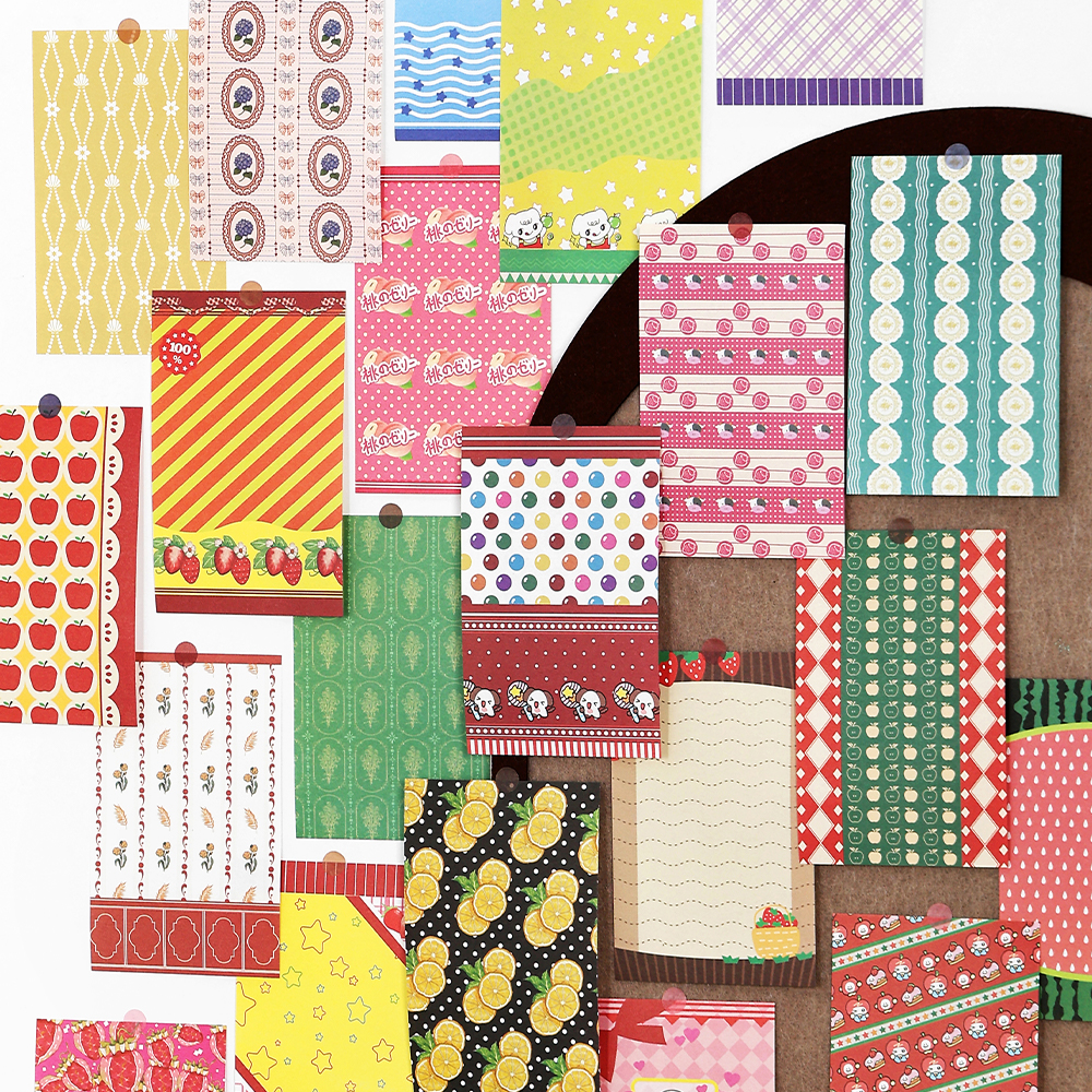 糖果碎片书写纸素材包 ins古早昭和格纹主题手帐可撕无粘性学生拼贴diy计划留言记事打底装饰素材纸