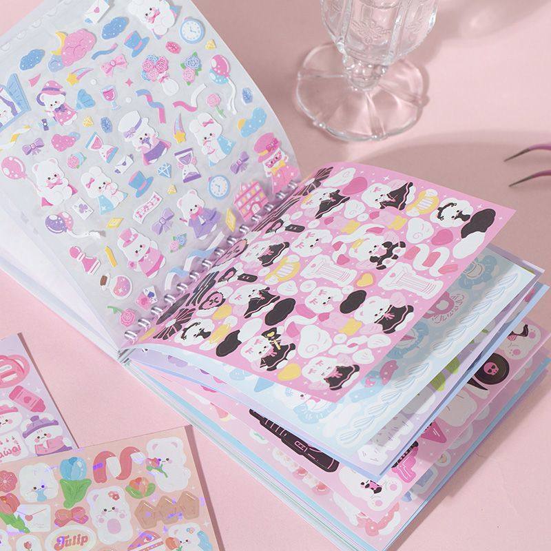 语闲熊兔图鉴咕卡贴纸本 ins风文艺简约小清新流行精致趣味创意高颜值可爱公主闪膜萌宠手帐DIY造景装饰素材,文具电教/文化用品/商务用品,贴纸/立体贴纸,淘宝优惠券,粉丝福利购,淘宝优惠卷