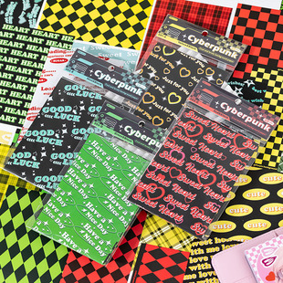 语闲朋克电波系列素材纸 ins风高颜值小清新文艺简约小众无粘性素材纸学生手帐痛包背景diy装饰打底纸