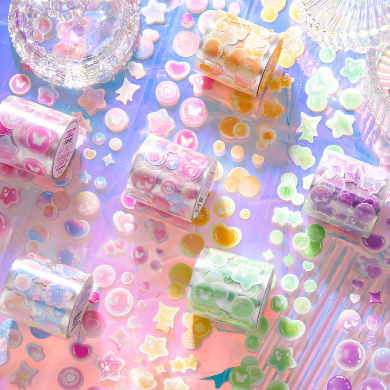 月光夏单卷胶带 咕咕泡泡系列 创意可爱少女心个性韩系咕卡手帐素材