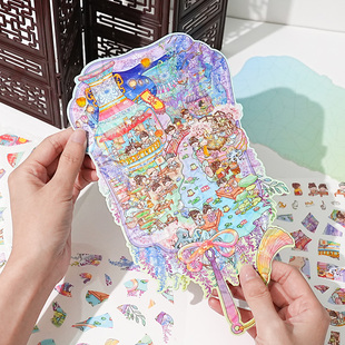 彩瓷场景拼贴卡通3D立体微缩场景造景贴纸手工DIY学生儿童益智机关书开学季送礼安静书个性智力开发玩具贴画