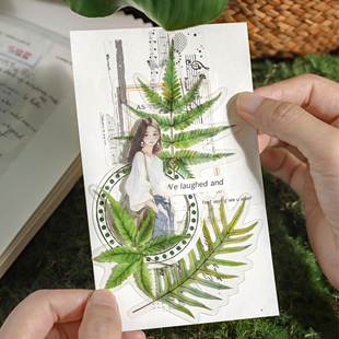 植物光簿自然植物防水PET造景貼紙包精致個性 飾拼背景貼紙貼畫 流行小清新手機(jī)殼手賬本水杯素材兒童手賬diy裝