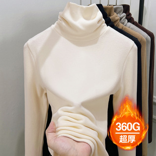 2025秋冬新款加绒加厚堆堆领德绒打底衫女冬季保暖衣内搭洋气上衣