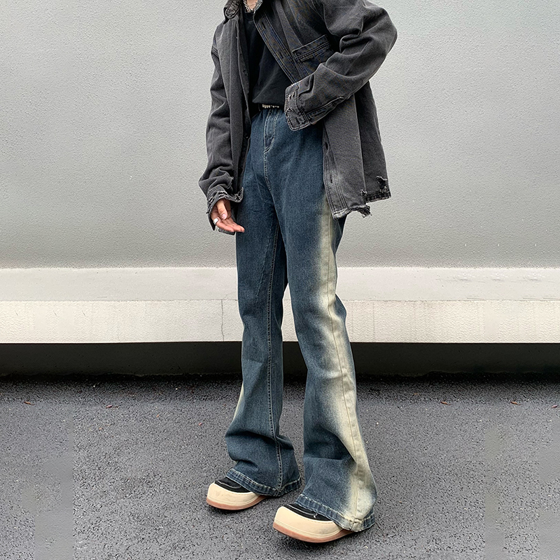 RO美式水洗渐变微喇叭牛仔裤男女