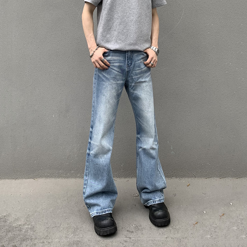 美式高街cleanfit微喇牛仔裤男