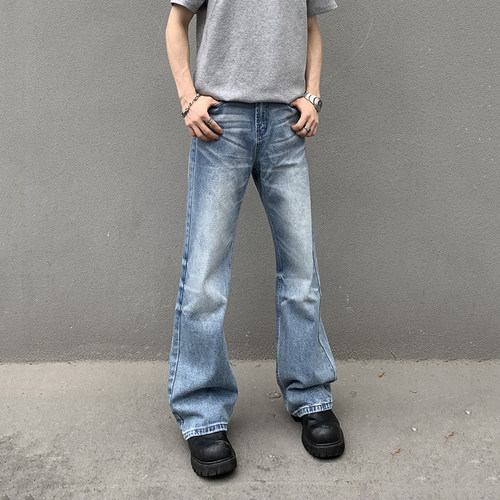 美式高街cleanfit微喇牛仔裤男