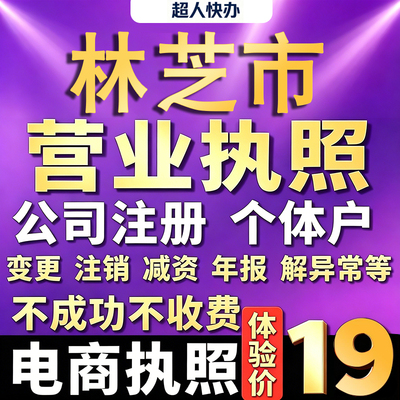 林芝个体户注册公司电商营业执照代办理工商企业变更年报异常注销