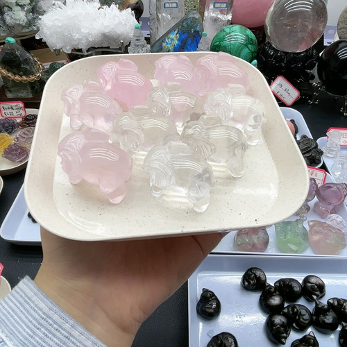 粉晶白晶大象10个