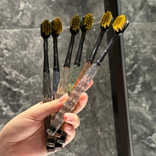 水晶宽头软毛牙刷护龈宽头高密清洁牙齿家用家庭装 6支礼盒装