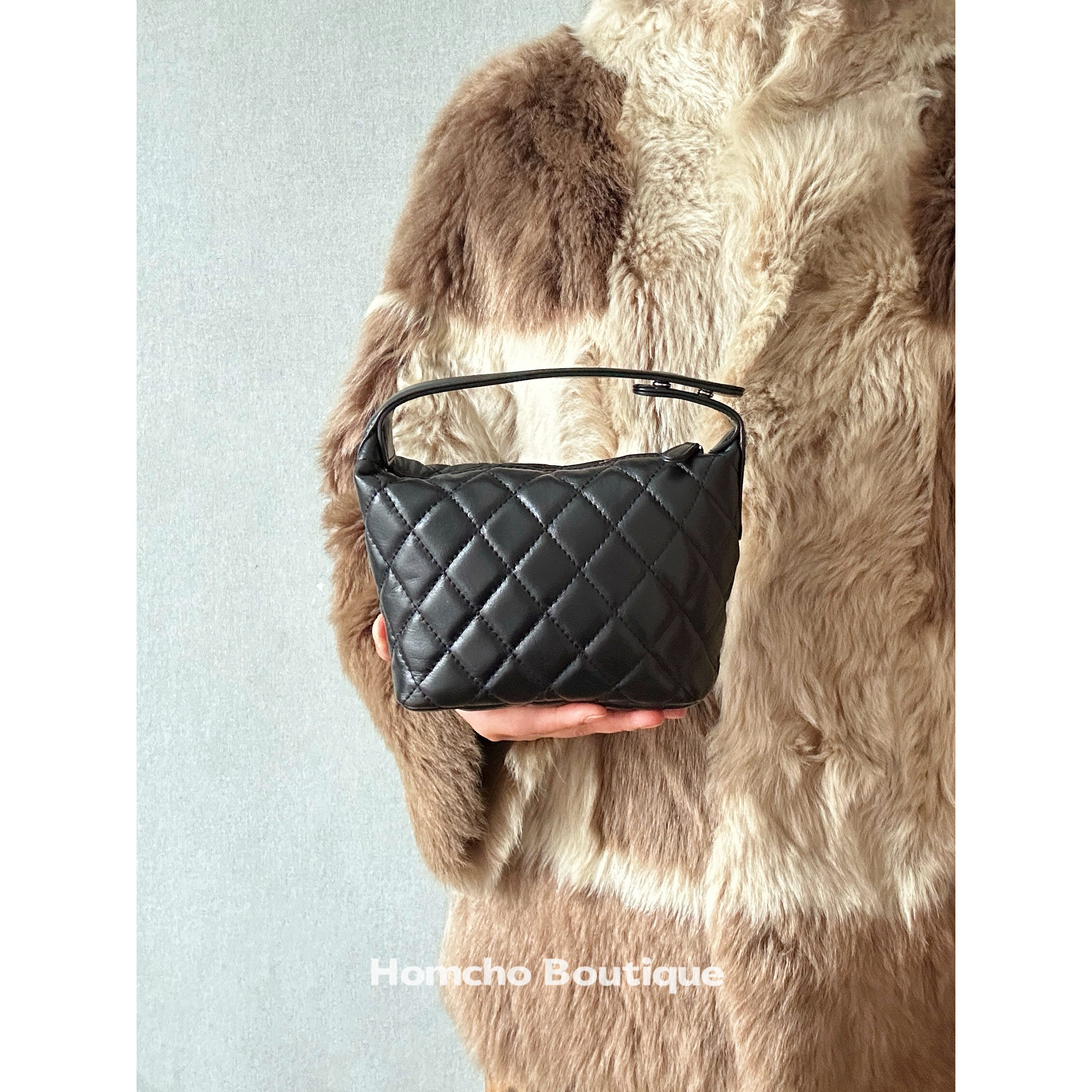 经典小香风菱格链条真皮羊皮饭盒包迷你小包手提腋下单肩斜挎女包