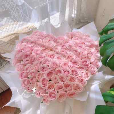 99朵粉荔枝玫瑰花束鲜花速递同城广州北京店生日订婚求婚配送女友-封面
