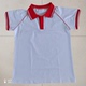 酒红领子一白杠条边 t恤polo衫 夏季 中小学生校服上衣短袖