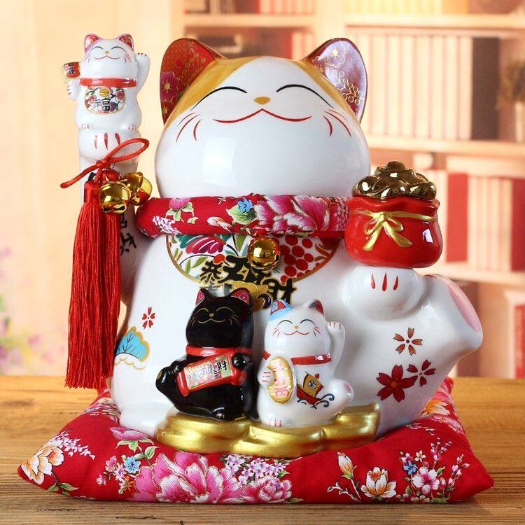 国潮宫廷陶瓷大号招财猫家居摆件存钱储蓄罐店铺收银台开业礼品