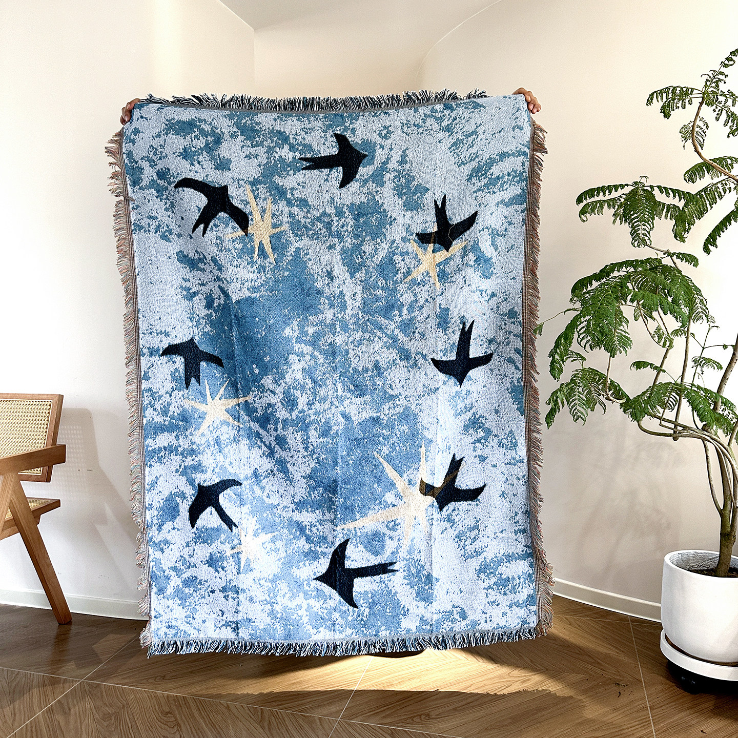 蓝色恋鸽 中古风艺术挂毯客厅装饰沙发毯针织地毯 民宿氛围感壁毯,居家布艺,挂毯/壁毯,淘宝优惠券,粉丝福利购,淘宝优惠卷