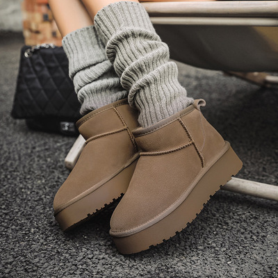 厚底真皮新款雪地靴女短筒