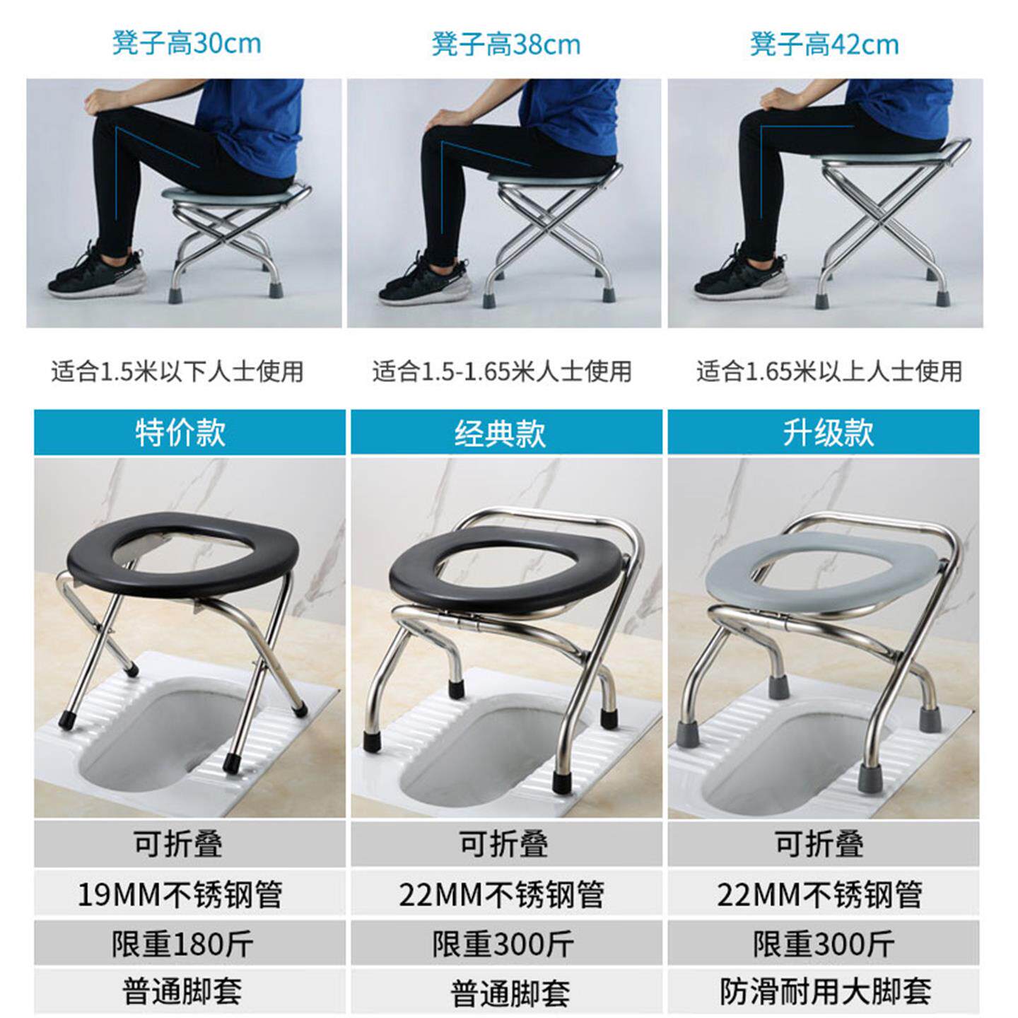折叠老人孕妇坐便椅家用成人大便器蹲厕凳子可移动马桶蹲坑坐正品