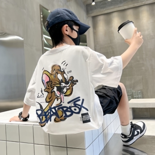 男童短袖T恤2026童装夏季新款潮流酷帅儿童纯棉高街潮卡通半袖T恤