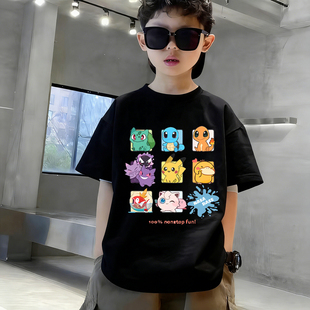 女孩打底衫 宝可梦男童短袖 儿童服装 夏季 纯棉中大童潮 t恤2026新款