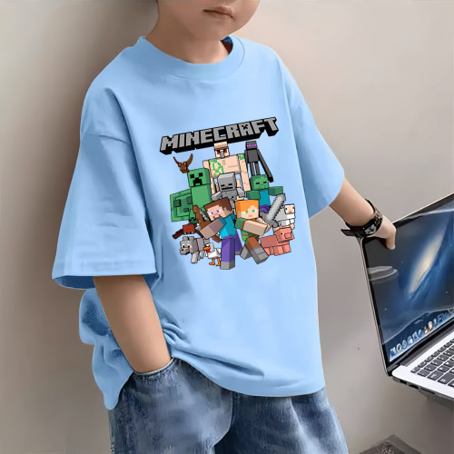 儿童纯棉短袖T恤夏季新款我的世界男孩中大童童服装半袖上衣薄潮