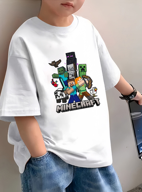 纯棉儿童短袖t恤我的世界夏季新款男童半袖上衣卡通圆领印花服装