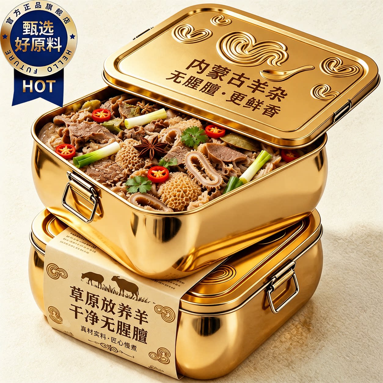 内蒙古羊杂官方旗舰店现做新鲜羊杂全套开袋加热即食半成品羊杂汤