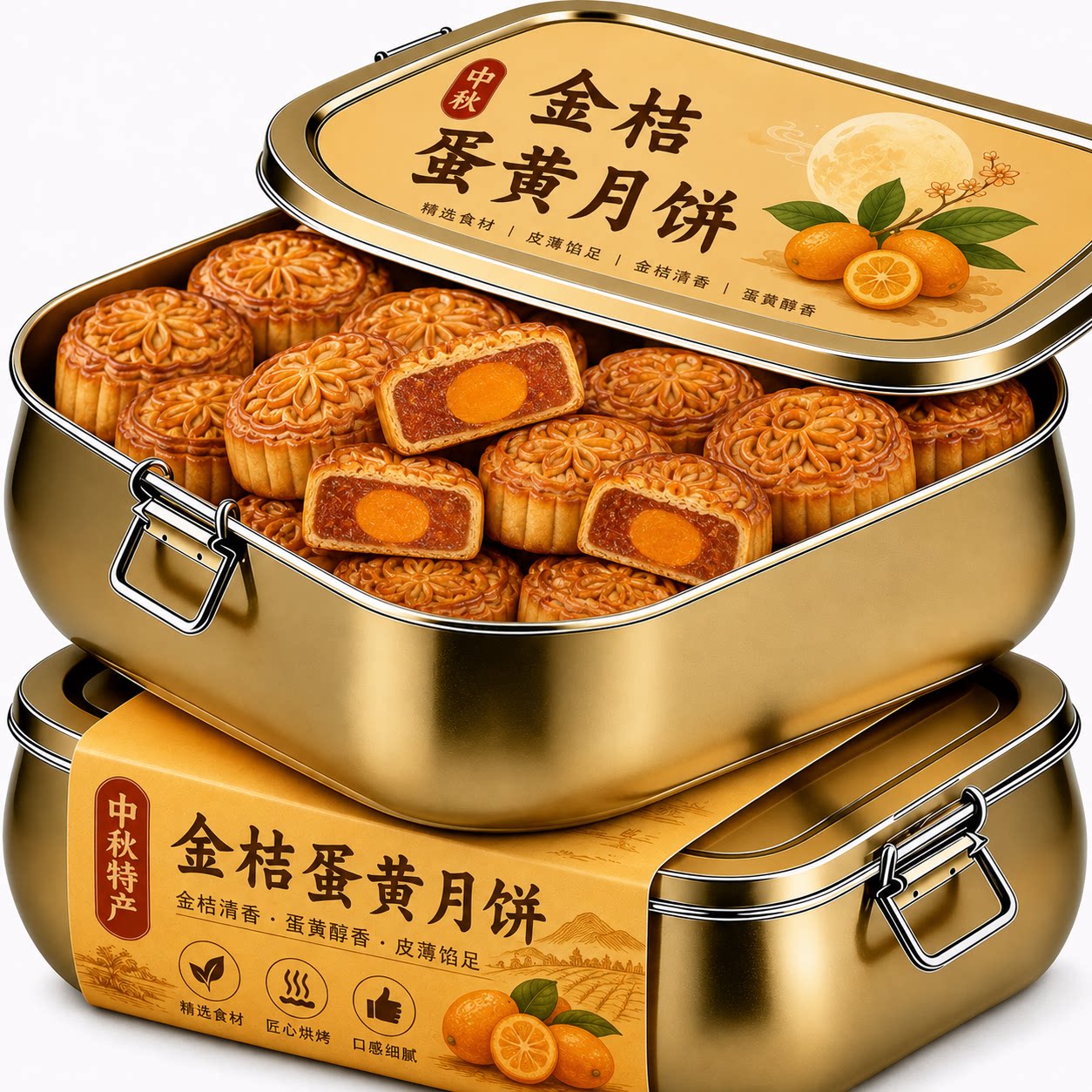 正宗广式金桔蛋黄月饼官方旗舰店手工传统无添加糕点中秋月饼送礼