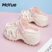外穿凉鞋 夏季 厚底增高拖鞋 多巴胺网红沙滩鞋 云朵洞洞鞋 女凉鞋 女款